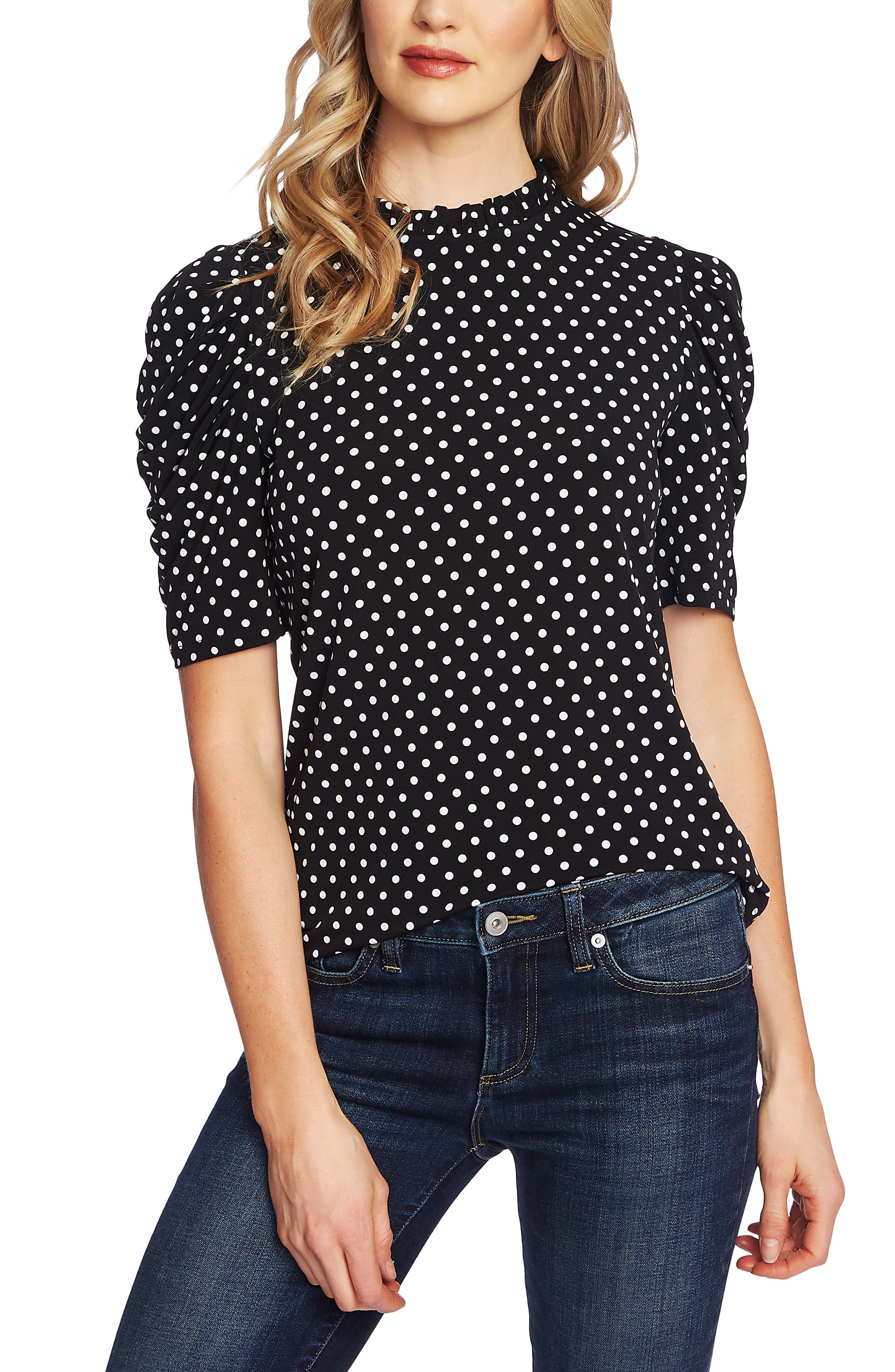 New Polka Dot Frill Top Womens Summer Holiday Short Sleeve Spot Crop Top Cheap
